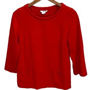 Boden Women's Red Pocket Tunic Boat Neck Jersey Knit Sweater Top Size 10